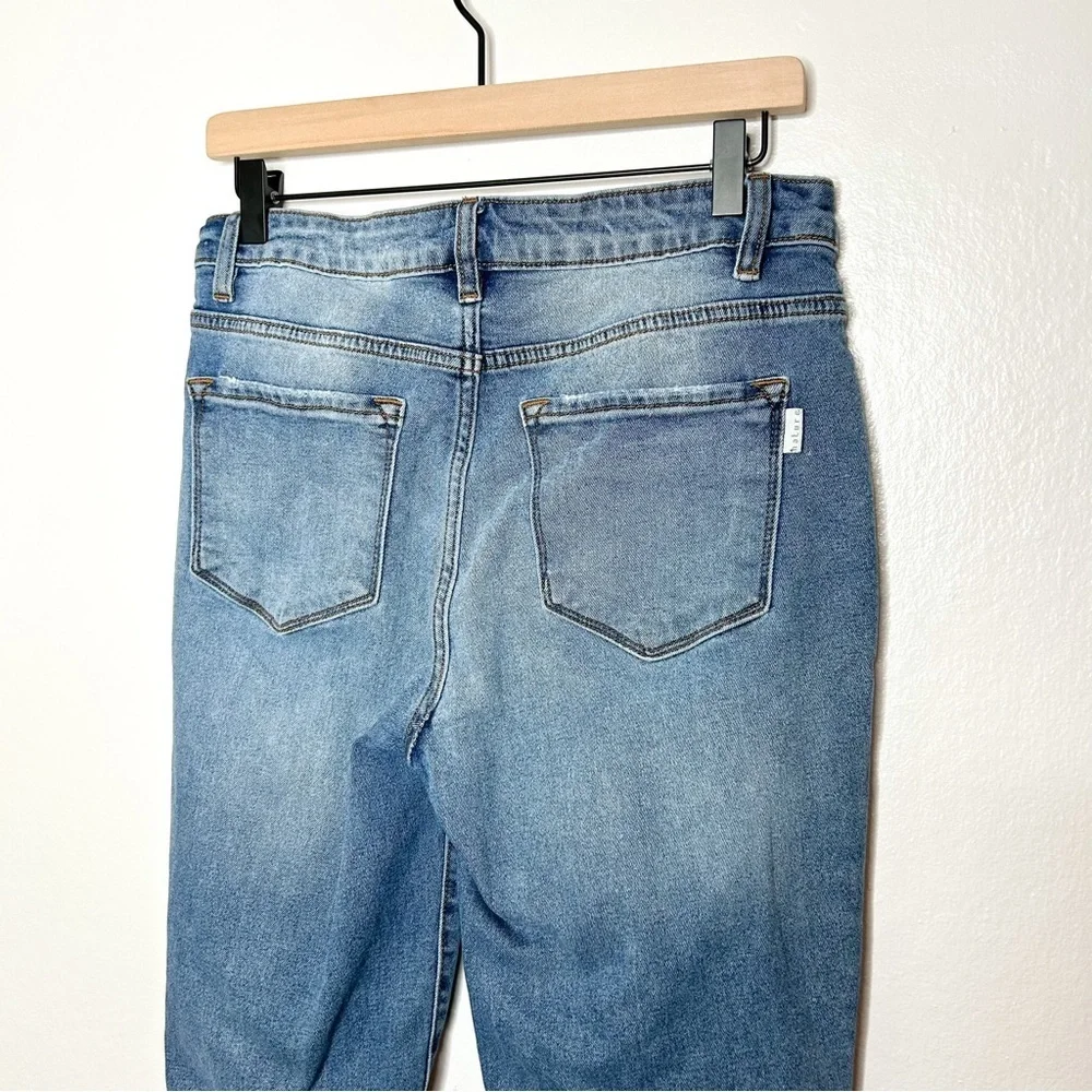 Nature Denim High Rise Button Fly Slim Straight Leg Distressed‎ Jeans 28